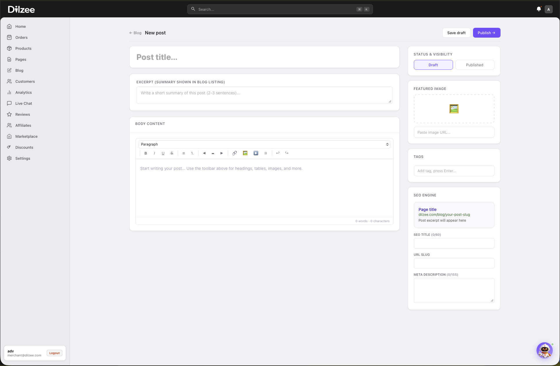 Blog editor