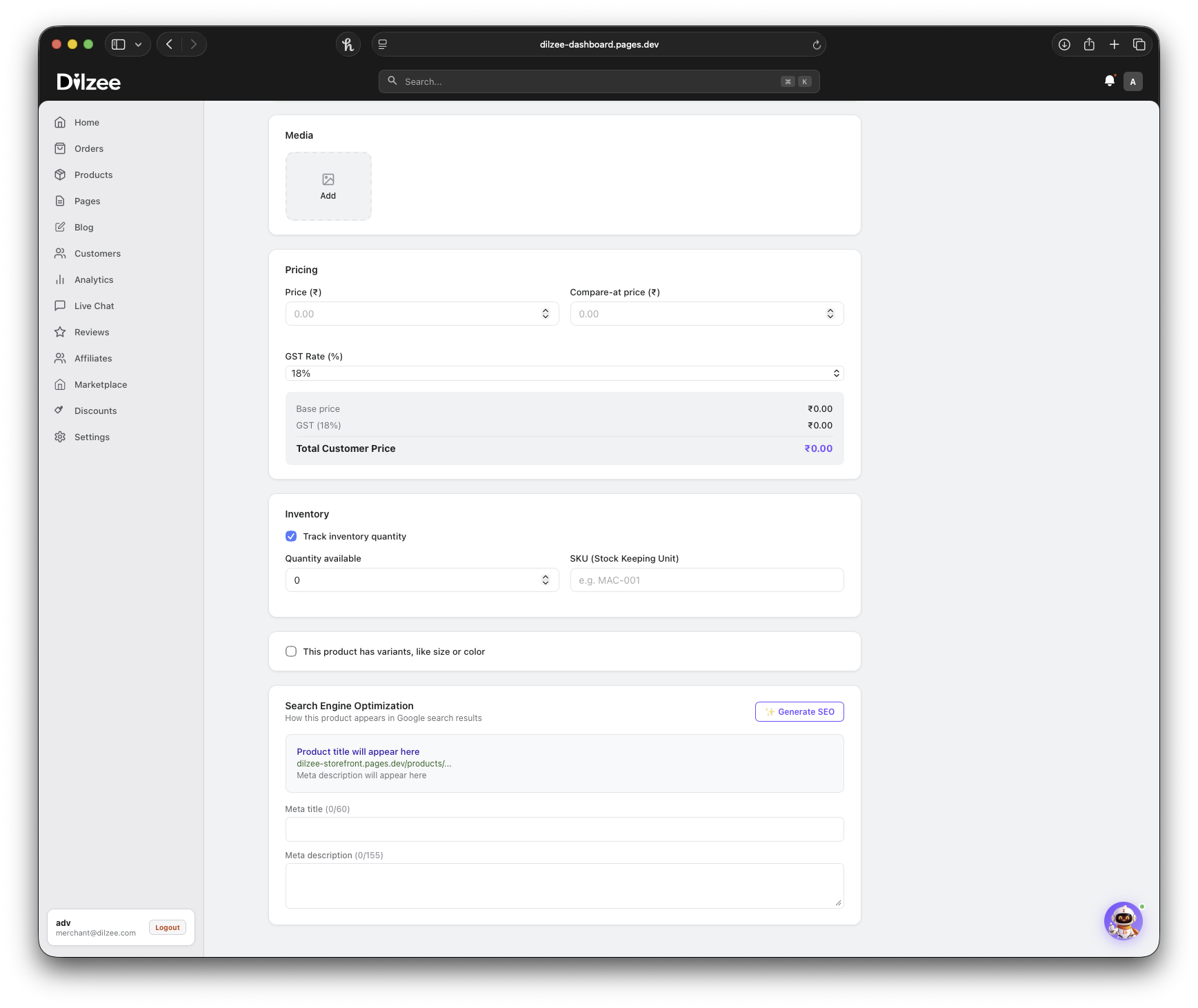 AI SEO generator for products